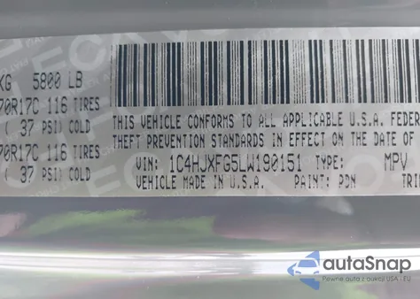 2020 Jeep Wrangler Unlimited Rubicon 4X4 z USA, uszkodzony, nr VIN 1C4HJXFG5LW190151